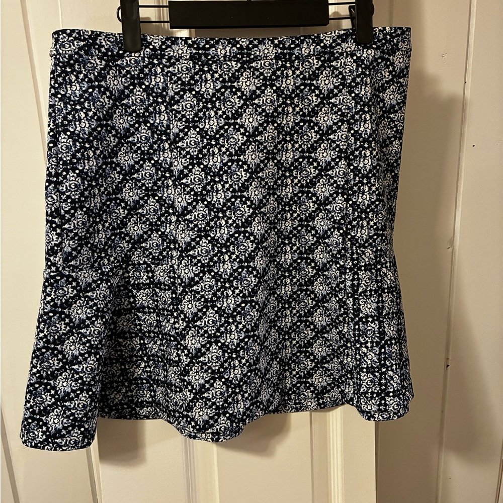 Michael Kors Navy and White Floral A-Line Mini Skirt